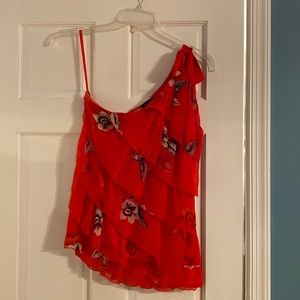 White House Black Market Asymmetrical chiffon tiered top SIZE M